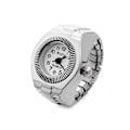 Miniatyrbillede 1 af 5: Ring Ur Fashionabel Kvarts Analog Rund Ring Kærlighedsur Unik Elastisk Ring (FMY) White