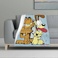 Miniatyrbillede 1 af 4: Garfields Kattedyne Blødt Varmt Flannel Tæppe Tilpasset Navn Tæppe Til Seng Sofa Dekorationer Julegave Fødselsdagsgave-MYFX476  (FMY) 60x50in 150x125cm