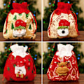 Miniatyrbilde 4 av 5: 4 stk Julegaveposer med snor, Epleposer, Julegaveposer i 3D-design stoff, egnet for gaver, gaver og dekorasjoner Sup  (FMY) Apple bag set 1