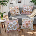 Miniatyrbillede 4 af 5: 4 stk. Levende Blomster Accent Puder - 3D Printet Rosa & Hvide Blomster, Blødt Kunstigt Stof, 45x45 cm Dekorative Puder til Stue (FMY) 4pcs