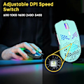 Miniatyrbillede 5 af 5: Trådløs Gaming Mus, Honeycomb Kabinet Computermus, 11 RGB Baggrundsbelysning, 3.400 DPI, 6 Programmeringsknapper, USB-modtager, Strømbesparende. (FMY)