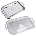 Miniatyrbilde 5 av 5: Nordisk Serveringsbrett i Rustfritt Stål med Håndtak Elegant Rektangulært Kaffebar Mat Holder Dessert Display Plate Dekor (FMY) Silver S