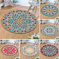 Miniatyrbillede 2 af 5: 80x80cm Rund Mandala Gulvtæppe Gulvtæppe Pude Soveværelse Stue Indretning Jikaix  (FMY)