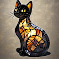 Miniatyrbilde 5 av 5: Kattelampe, Kattelampe Farget Glass, Retro Katter Farget Resin Bordplate Nattlys, 3D Søt Kjæledyr LED Bordlampe (FMY) B2