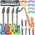 Miniatyrbillede 1 af 5: 18 Pak Inflatable Rock Star Legetøjs Sæt - 4 Inflatable Guitar, 6 Mikrofoner, 6 Solbriller, 1 Saxofon og 1 Inflatable Keyboard   (FMY)