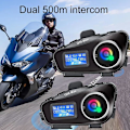 Miniatyrbilde 3 av 5: Motorsykkel Intercom Hjelm Headset BT5.3 500M intercomunicador Moto FM Radio Music Share LCD Display Hodetelefon For 2 Førere Q58-Max 1Pcs Soft Mic