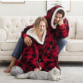 Miniatyrbilde 2 av 4: Teppe Genser Oversized Hoodie Bærbar Teppe Myk Varm Komfortabel Gigantisk Frontlomme S  (FMY) Red and black check