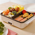 Miniatyrbillede 3 af 5: To-i-en elektrisk hot pot-komfur grill multifunktionel komfur elektrisk grill non-stick bageplade (FMY) White