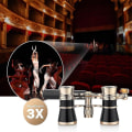 Miniatyrbillede 1 af 4: 3x 25 Opera Kikkert med Indtrækkelig Håndtag Teater Kikkert Unisex Gave (FMY) Black