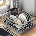 Miniatyrbild 2 av 5: Diskställ med Stor Kapacitet, Automatisk Avrinning & Halkfri Design - Stabilt, Utrymmesbesparande, Enkel Installation (FMY) white