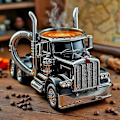 Miniatyrbillede 3 af 5: Håndlavet Keramisk Kaffekrus med Sættevogn, 330 ml Semi-trailer Kaffekop, Unik Gave til Kaffe- & Lastbilentusiaster 2025 (FMY) Yellow