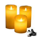 Miniatyrbillede 1 af 5: USB Genopladelige Flammeløse Elektriske Lys Ivory Dripless Paraffinvoks Dansende Bevægelig Væge Søjlelys Hjem Bar Bryllup Jul (FMY) 1pc 18CM only