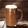 Miniatyrbillede 5 af 5: SSRGV 14 oz Stor Træøl Krus Bedste Trædrikkemug Trætankard Ølglas Stein Tekop Tønde Kande til Mænd Kvinder Kaffe Kande Gave Vi  (FMY)