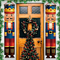 Miniatyrbild 3 av 5: Nötkrackare Soldat Banner Juldörrgardin Glad Jul Dekoration För Hemmet 2023 Jul Navidad Natal Nyårsgåvor (FMY) 2