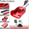 Miniatyrbillede 4 af 5: Strømhjulsadapter til Milwaukee M18 batteri 18V konverter med sikringer og ledningsterminaler 2 pakker (FMY) Red 2 Wires
