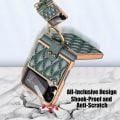 Miniatyrbild 5 av 5: Rombformaterat Läderfodral för Samsung Galaxy Z Flip 3 med Ring, Elektropläterad Ram Skyddande Omslag