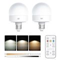 Miniatyrbillede 1 af 5: 2 stk. E27 Genopladelige Lyspærer med 3 Farvetemperaturer Bordlampe med Fjernbetjening Timer (FMY)