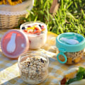 Miniatyrbillede 3 af 5: 20Oz Overnight Oats Beholder med Låg og Ske - Bærbar Havregrynsmorgenmadskop til På Farten (FMY) WhitePinkCyan