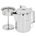 Miniatyrbilde 1 av 5: 1.2l Utendørs 9 Kopp Rustfritt Stål Percolator Kaffekanne Kaffemaskin For Camping Hjem Kjøkken (FMY)