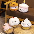 Pikkukuva 3 / 5: Piirretty syntymäpäiväkakku-pehmolelu Pehmeä täytetty nukke Tyyny Ihastuttava leipä Jälkiruoka Kakkunukke Plushies-koriste (FMY) A