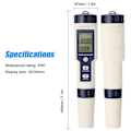 Miniatyrbild 5 av 5: 5 i 1 Professionell Multi-parameter Combo Testmätare PH/EC/TDS/Salthalt/Termometer Digital Multifunktionell Vattenkvalitetstestare (FMY)