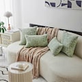 Miniatyrbillede 4 af 5: PIAO Lændepudebetræk 2-pak Dekorativ Stribet Fløjlsbukser Rektangulære Pudebetræk Aflange Pudebetræk til Sofa (FMY) 12 x 20 Inch Sage Green