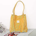 Miniatyrbilde 2 av 5: Cordfløyel Tote Bag for kvinner, jenter og barn, skulderbag med innerlomme, handlepose (FMY) Yellow