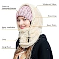 Miniatyrbild 4 av 4: Sherpa Huva Ski Mask Vinter Varm Balaclava Kallt Väder Vindtät Justerbar Fleece Huva Täcka Hatt Mössa Halsduk För Män Kvinnor (FMY) Khaki
