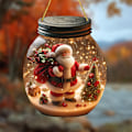 Miniatyrbilde 2 av 5: 1 stk Gledelig Julenissen Rund Mason Jar Kunst Lysfanger - Multifunksjonell Juledekorasjonsskilt for Soverom, Stue, Vindu, Dør (FMY) 1pc