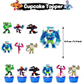 Miniatyrbilde 5 av 5: Goo Jit Zu Heroes Tema Bursdagsfest Tilbehørsett Inkluderer Banner Kake Cupcake Topper Ballongsett Dekorasjon (FMY)