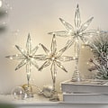 Miniatyrbild 2 av 5: Julgrans Topp Glitter Guld Stjärna Julgrans Topp Upplyst med Varma Vita LED-lampor för Semesterdekoration Fest Inomhus Deko (FMY) 25cm Silver LED