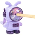 Miniatyrbillede 2 af 5: Blyantspidser, 3 Gear Justerbar Farveblyantspidser, Rumraket Form Høj Kapacitet Spånebakke, Manuel Blyantspidser (FMY) Purple
