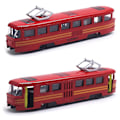 Pikkukuva 4 / 5: Klassinen raitiovaunu Diecast Pull Back -malli LED-musiikilla Kehityslelu lapsille (FMY) Red