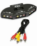 Sort 3-Ports AV Composite RCA Vælgboks Switch Splitter med Kabelledning Stik (FMY)
