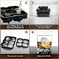 Miniatyrbillede 4 af 5: Sæt med 3, isterningebakke med låg, køleskabssilikone isterningeform, 6 kugle-isterningebakke, 4 diamantformede og 6 isbakker, genanvendelig piskeris (FMY) 2pcs