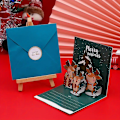 Miniatyrbilde 3 av 5: 6 stk/sett Håndlagde Utsøkte 3D Pop-Up Julekort - Eske med Konvolutter, Klistremerker og Postbekvemmelighet for Perfekt Hilsen til Julen  (FMY) 6pcs