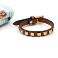 Miniatyrbilde 1 av 5: Armbånd Kvinner Menn Kunstlær Wrap Stud/nagler Mote Farge Charm Armbånd Gull Firkantede Nagler Punk Stil Armring (FMY) Coffee CHINA