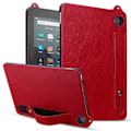 Pikkukuva 1 / 5: Amazon Fire HD 8 (2024) (2020) Kotelo Käsiremmi Jalusta Nahkainen Tablettisuojus - Harmaa (FMY) Multicolor Red