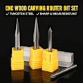 Miniatyrbild 3 av 5: Cnc Router Bits Set 1/4, Gravering Trä Carving Router Bit 6mm & 4mm, V-spår, Bit, Tungsten Stee  (FMY)