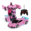 Miniatyrbild 1 av 4: Radiostyrd Bil, Transformerbil Robot RC-bilar för Barn Pojkar Flickor Present, 2.4g 1:18 Skala Racingbil med En-knapps  Rosa  (FMY)