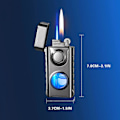 Miniatyrbillede 2 af 5: Dual Flame Lighter med LED Blåt Lys Synlig Tank, Kreativ Vindtæt Gas Torch Lighter, Dual Fire Butan Lighter med Gaveæske, Gaver F (FMY) E