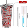 Miniatyrbillede 3 af 5: 500 ml Sugerrørskop med låg Genanvendelig Rhinestone Rustfrit Stål Dobbelt Lag Termokrus Kvinder Glitter Kop Vandflaske Gave 2023(FMY) Gold