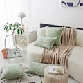 Miniatyrbillede 3 af 5: PIAO Lændepudebetræk 2-pak Dekorativ Stribet Fløjlsbukser Rektangulære Pudebetræk Aflange Pudebetræk til Sofa (FMY) 12 x 20 Inch Sage Green
