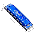 Miniatyrbild 3 av 5: Harmonika i C-tonart, 10-håls Blues-Harp Diatonisk Harmonika 20 Toner Munspel  (FMY) Blue