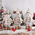 Miniatyrbilde 3 av 5: Kjøp 2, få 1 gratis, totalt 3 stk julepyntdukker - Inntrekkbare fjærbein, plysj julegnomer for bord, peis og hjem (FMY) 3pcs