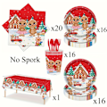 Miniatyrbillede 1 af 5: Peberkage Julefest Pakke - 69 stk. Sæt med Paptallerkener, Servietter, Kopper & Dug til 16 Gæster - Perfekt Julefest Tilbehør (FMY) gingerbread man paper plate 69pcs