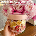 Miniatyrbillede 4 af 5: 20Oz Overnight Oats Beholder med Låg og Ske - Bærbar Havregrynsmorgenmadskop til På Farten (FMY) WhitePinkCyan