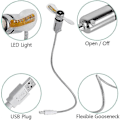 Pikkukuva 4 / 5: USB-kellotuuletin, huiheng Mini Taitettava Joutsenkaula LED-tuuletin, Hiljainen LED-kellotuuletin kotiin ja toimistoon, pöytäkoneille ja kannettaville tietokoneille (FMY)