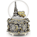 Pikkukuva 1 / 4: Pariisin Eiffel-tornin lumipallo-musiikkilaatikko automaattisella lumisateella ja värikkäillä valoilla, 100 mm korkea 6 C Boris (FMY) gold