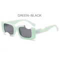 Pikkukuva 1 / 5: Hip-hop Neliö Aurinkolasit Naiset Miehet Off Notch Reikä Design Valkoiset Aurinkolasit Siniset Naiset Vintage Shados Silmälasit UV-suoja_LL_a05 (FMY) Green Gray
